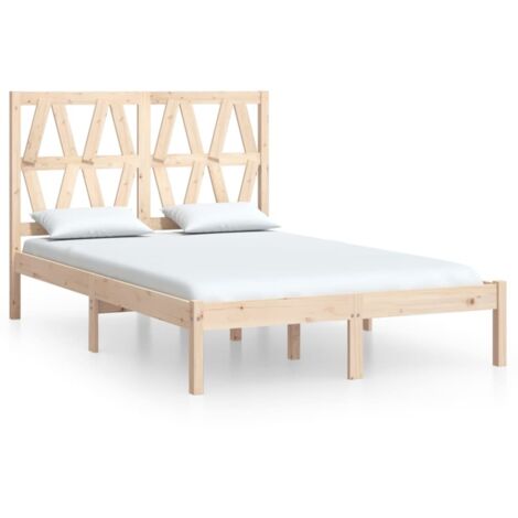 Cadre De Lit Moderne: Double - Lit Double adulte - Bois de pin massif 140x200 cm Chic-951087
