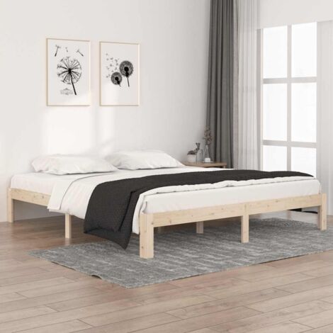 Cadre De Lit Moderne: King Size - Lit Double - Bois massif 180x200 cm Super King Chic-786896
