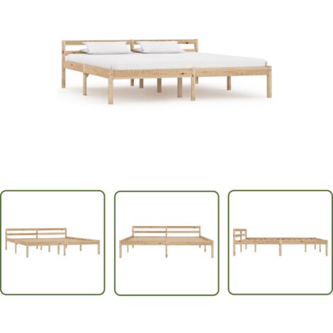 Cadre De Lit Moderne: Queen Size - Lit Double - Bois de pin massif 160 x 200 cm Chic-749592