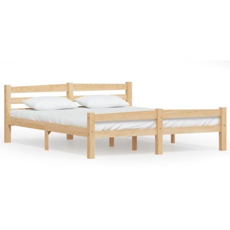 Cadre De Lit Moderne: Queen Size - Lit Double - Bois de pin massif 160x200 cm Chic-675534