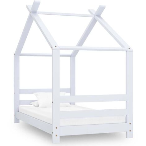 Cadre De Lit Moderne: Simple - Lit enfant - Blanc Bois de pin massif 70x140 cm Chic-718507