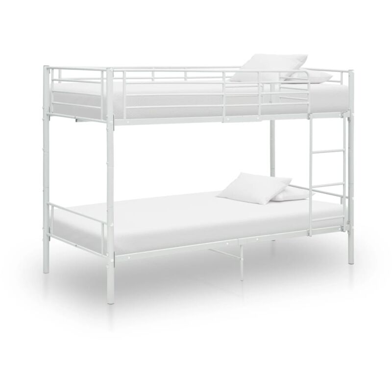 Cadre De Lit Moderne: Simple - Lit Simple - Lit superposé Blanc Métal 90x200 cm Chic-934757