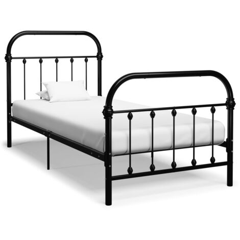 Cadre De Lit Moderne: Simple - Lit Simple - Noir Métal 90 x 200 cm Chic-441318