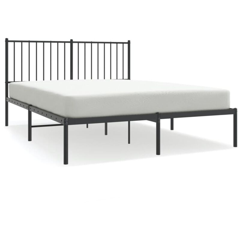 Cadre de lit métal avec tête de lit noir 140x190 cm