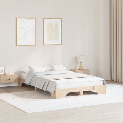 Cadre de lit Naturel 140 x 190 cm Pin massif vidaXL