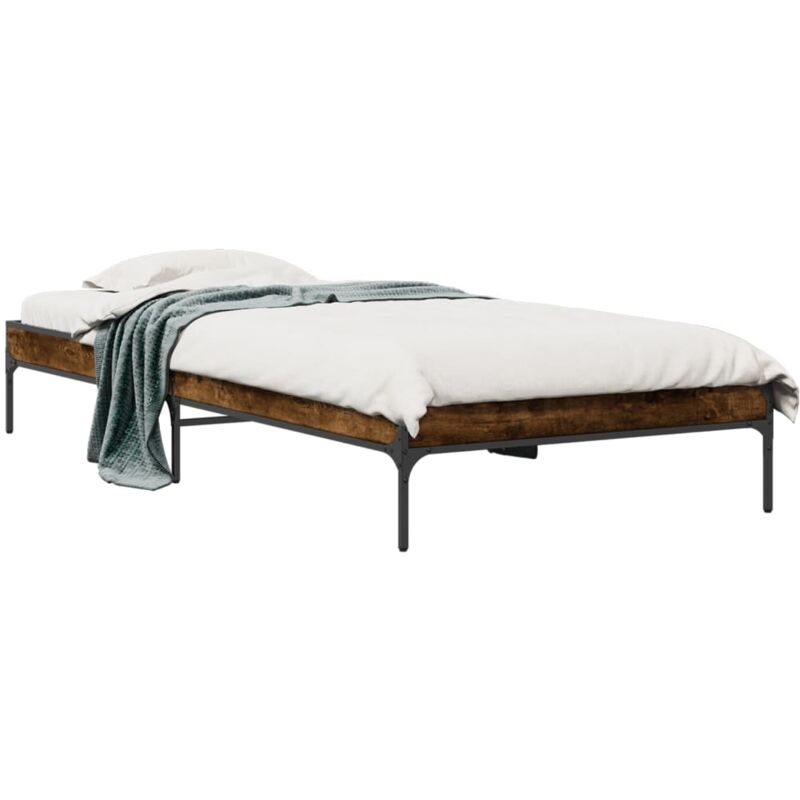 Vidaxl - Cadre de lit chêne fumé 75x190 cm bois d'ingénierie et métal