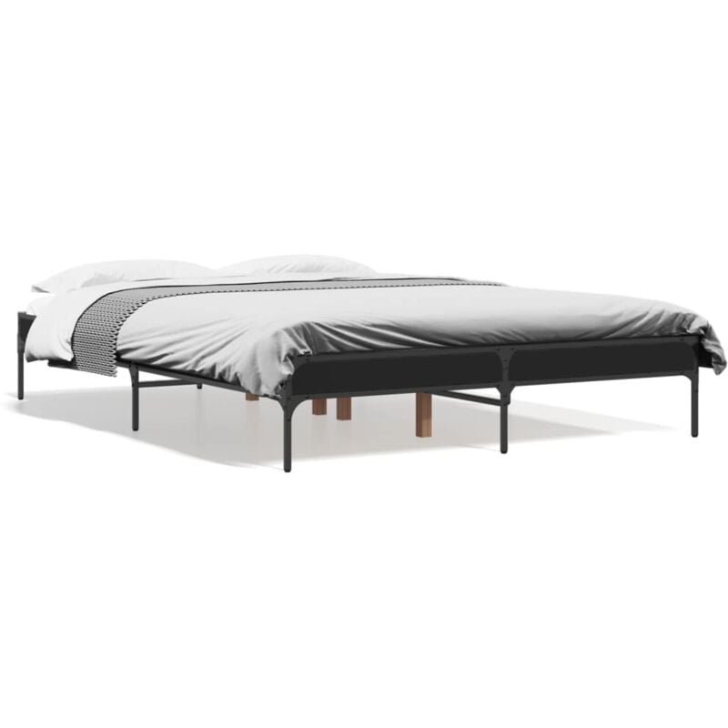Vidaxl - Cadre de lit noir 140x190 cm bois d'ingénierie et métal