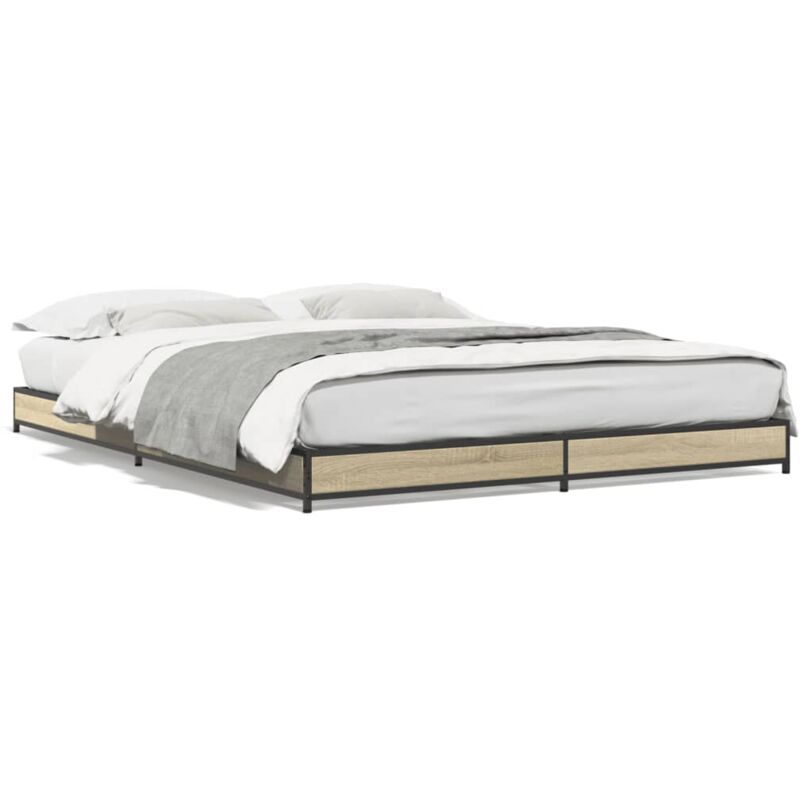 Vidaxl - Cadre de lit chêne sonoma 120x190 cm bois d'ingénierie et métal