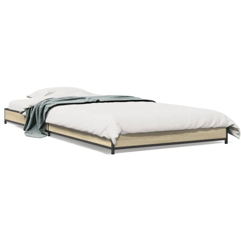 Cadre de lit chêne sonoma 75x190 cm bois d'ingénierie et métal - Vidaxl