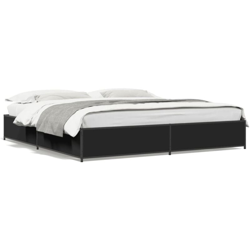 Vidaxl - Cadre de lit noir 160x200 cm bois d'ingénierie et métal