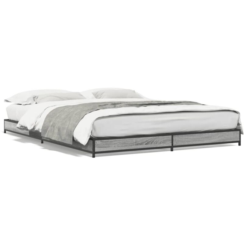 Vidaxl - Cadre de lit sonoma gris 140x190 cm bois d'ingénierie et métal