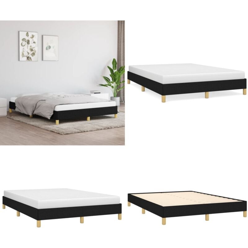Vidaxl - Cadre de lit sans matelas noir 160x200 cm tissu - Cadre De Lit - Lit Double - Lit Noir - Literie - Meuble Chambre - Home & Living
