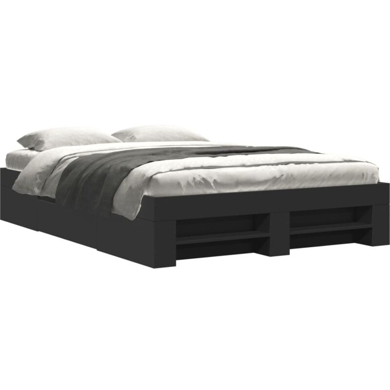 Cadre de lit noir 140x190 cm bois d'ingénierie