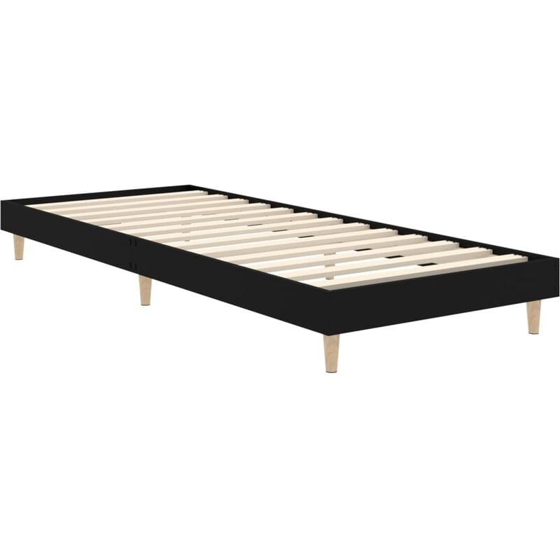 Vidaxl - Cadre de lit sans matelas noir 75x190 cm bois ingénierie