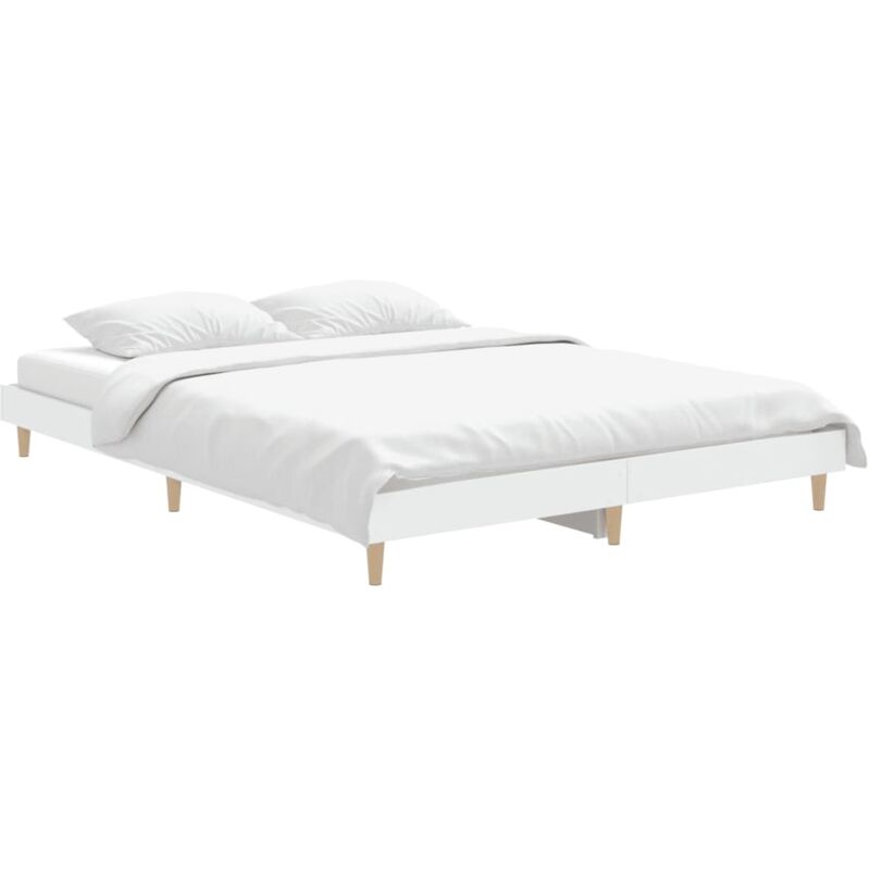 Cadre de lit sans matelas blanc 140x190 cm bois d'ingénierie Vidaxl