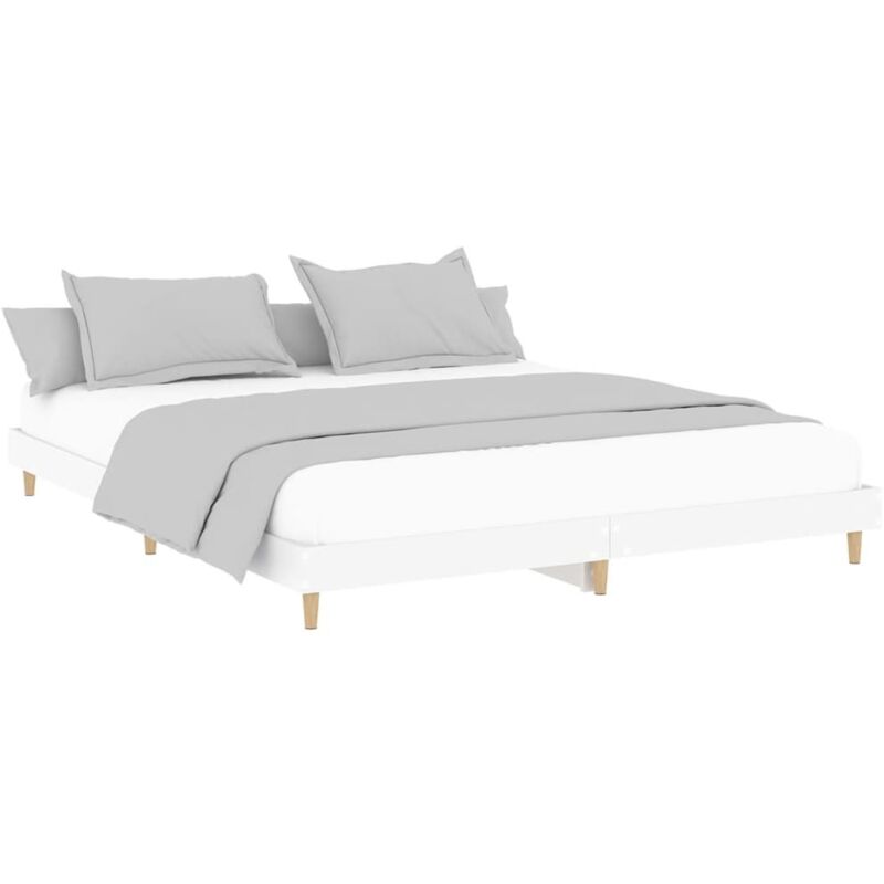Cadre de lit sans matelas blanc 150x200 cm bois d'ingénierie Vidaxl