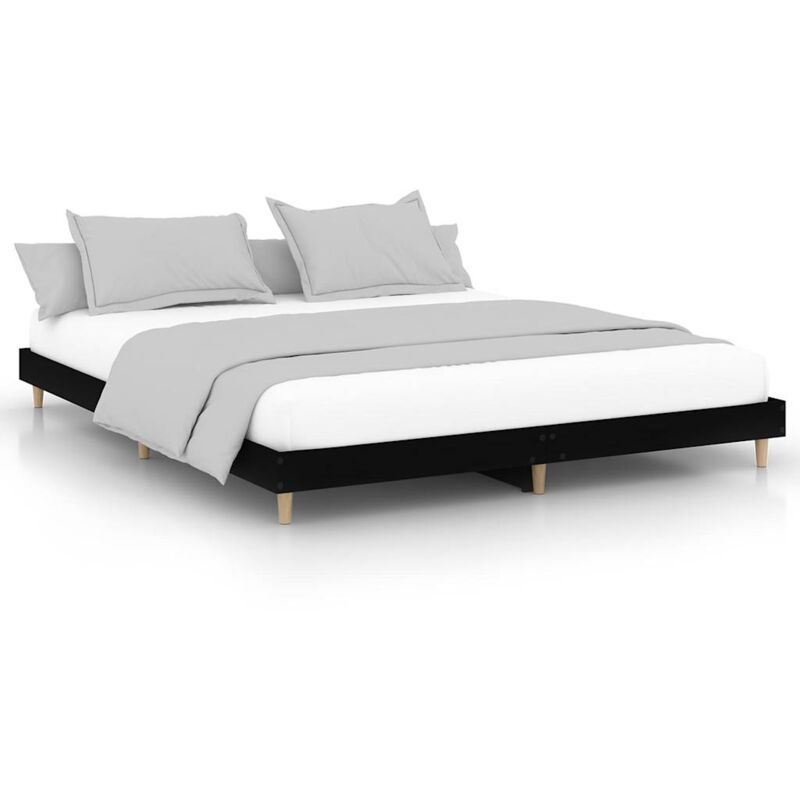 Cadre de lit noir 120x200 cm bois d'ingénierie