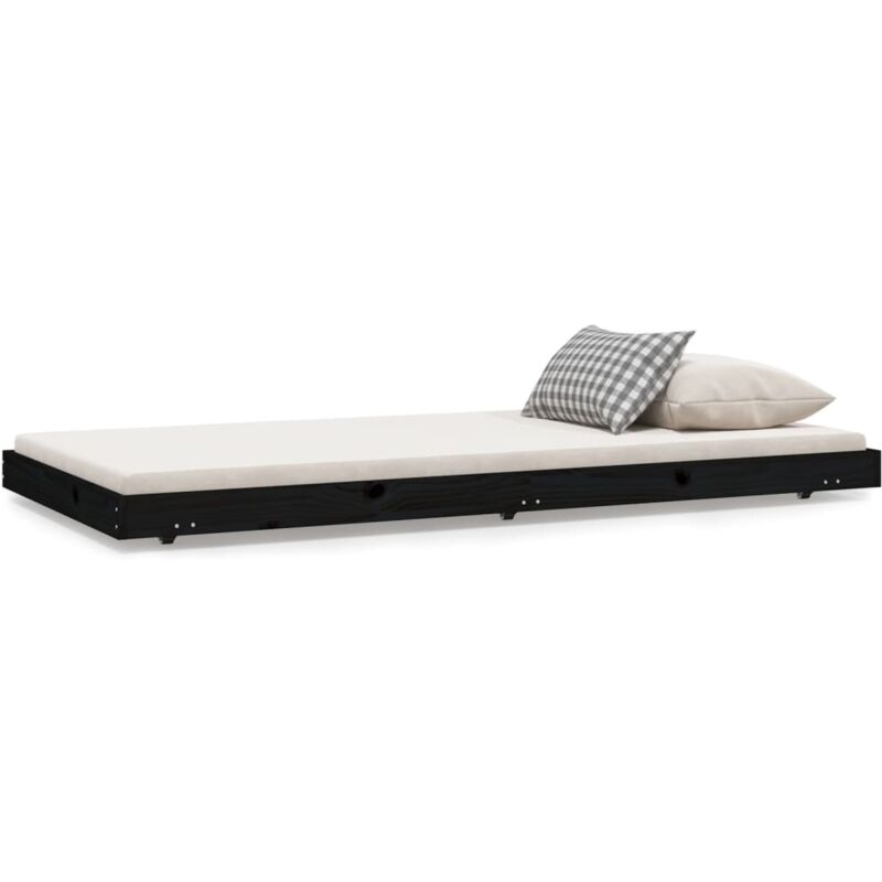 Cadre de lit Noir 75x190 cm Bois de pin massif