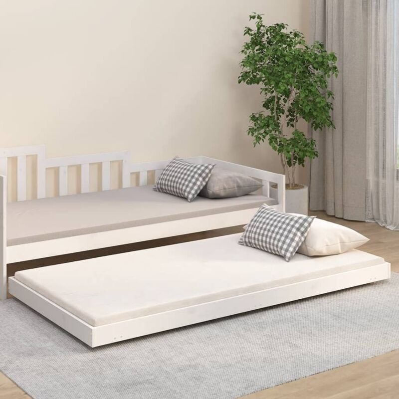 Cadre de lit sans matelas blanc 100x200 cm bois de pin massif Vidaxl