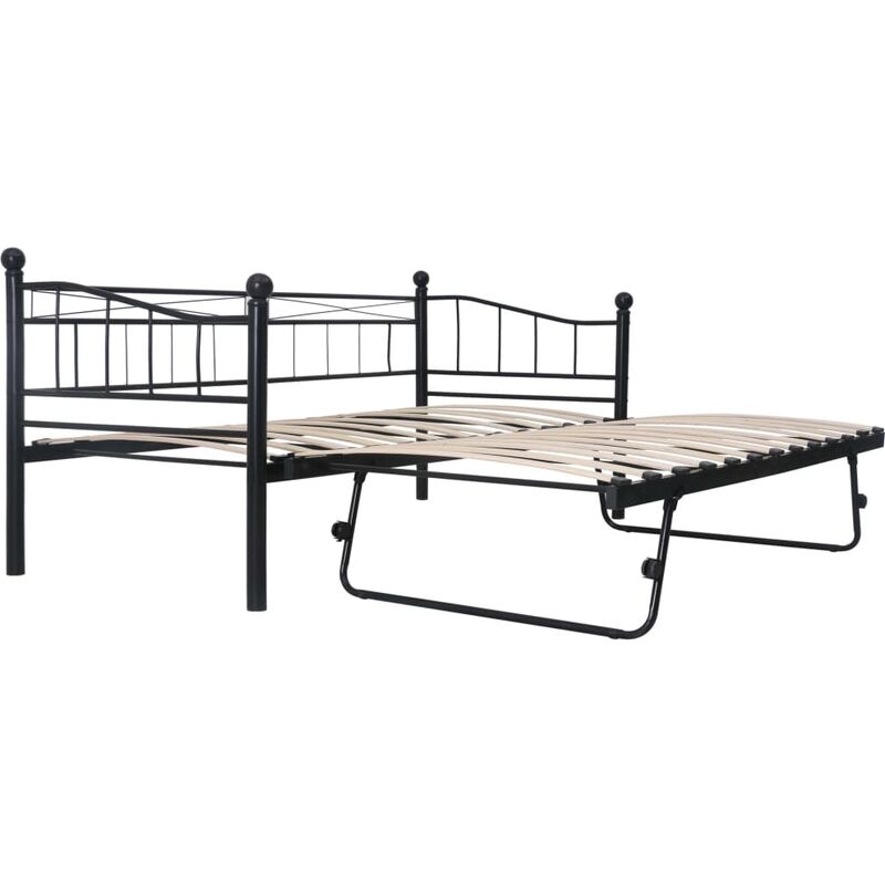 Cadre de Lit Acier 180x200/90x200 cm Noir
