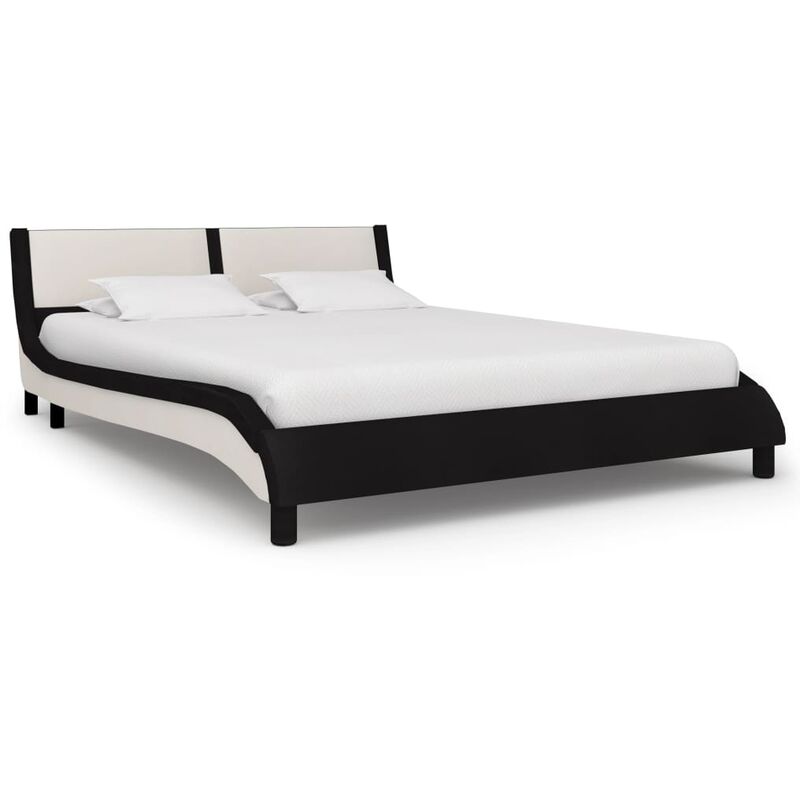 Cadre de lit Noir et blanc Similicuir 135x190 cm
