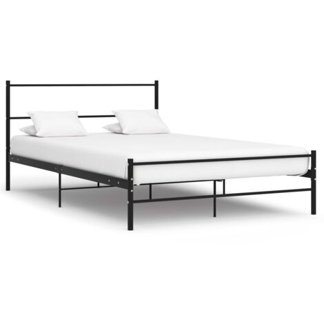 Cadre de Lit Métal Sommier à Lattes Adulte Multi-taille Noir/Gris vidaXL