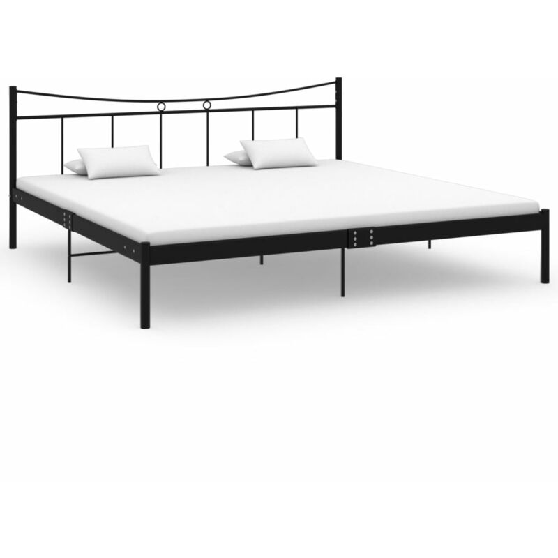 Cadre de lit et contreplaqué Métal Noir 200x200 cm