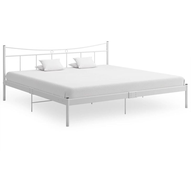 Cadre de lit et contreplaqué Métal Blanc 200x200 cm