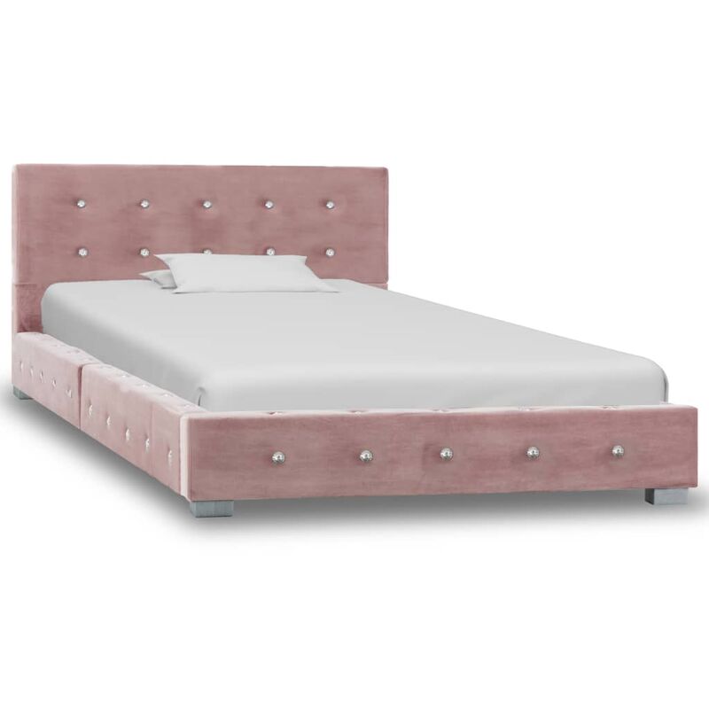 Cadre de Lit Velours Rose 90x200 cm