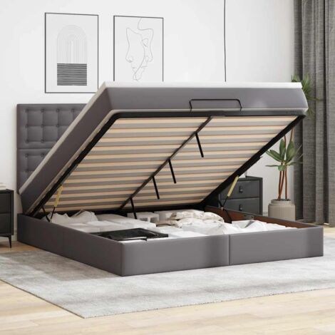 Cadre de lit ottoman avec matelas gris 180x200 cm similicuir vidaXL