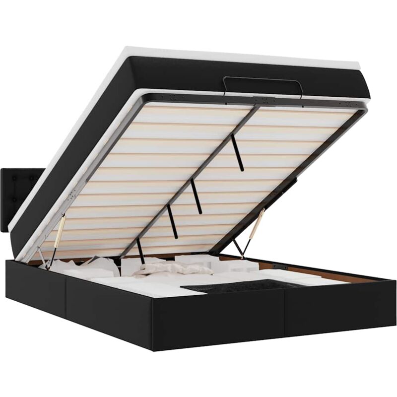 Vidaxl - Cadre de lit ottoman avec matelas noir 140x200 cm similicuir