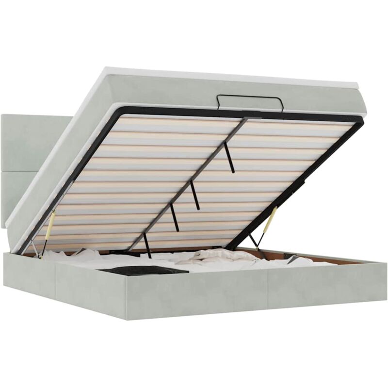 Vidaxl - Cadre de lit ottoman et matelas gris clair 180x200cm velours
