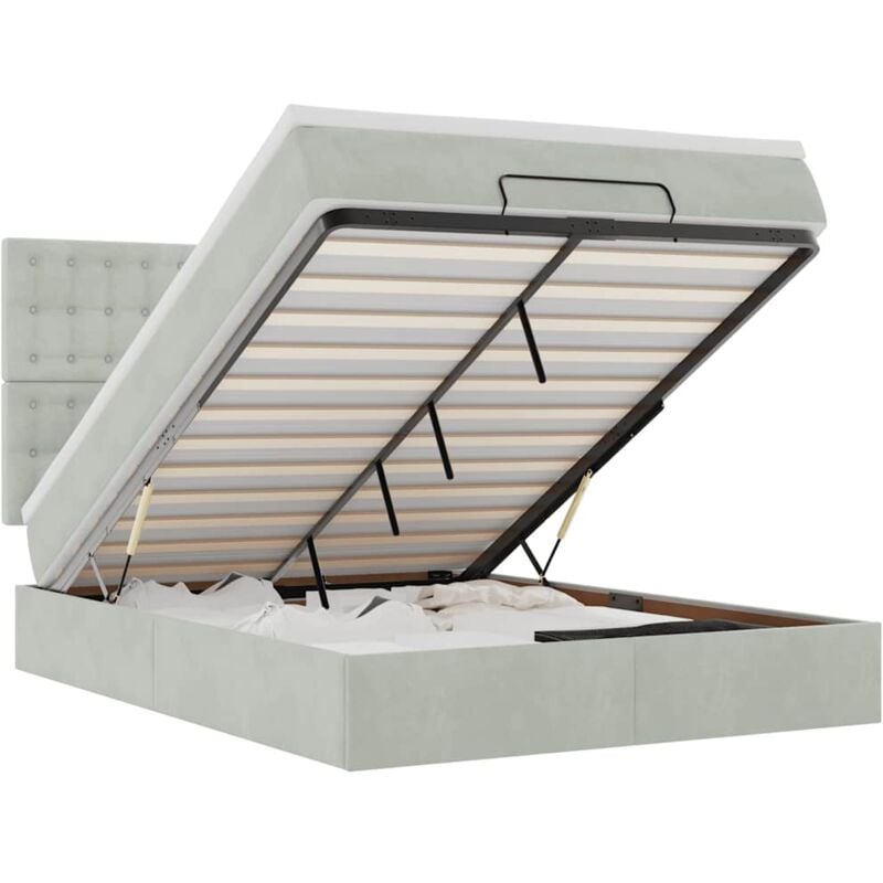 Vidaxl - Cadre de lit ottoman et matelas gris clair 140x190 velours
