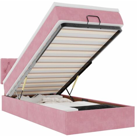 Cadre de lit ottoman avec matelas rose 90x190 cm velours vidaXL