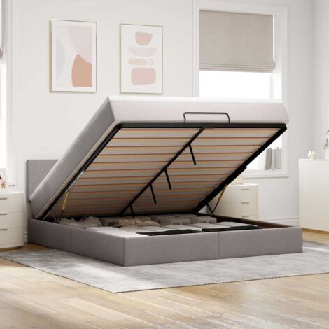 Cadre de lit ottoman avec matelas taupe 160x200 cm tissu vidaXL