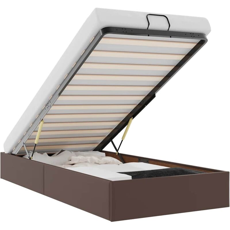 Cadre de lit ottoman sans matelas marron 100x200 cm similicuir Vidaxl