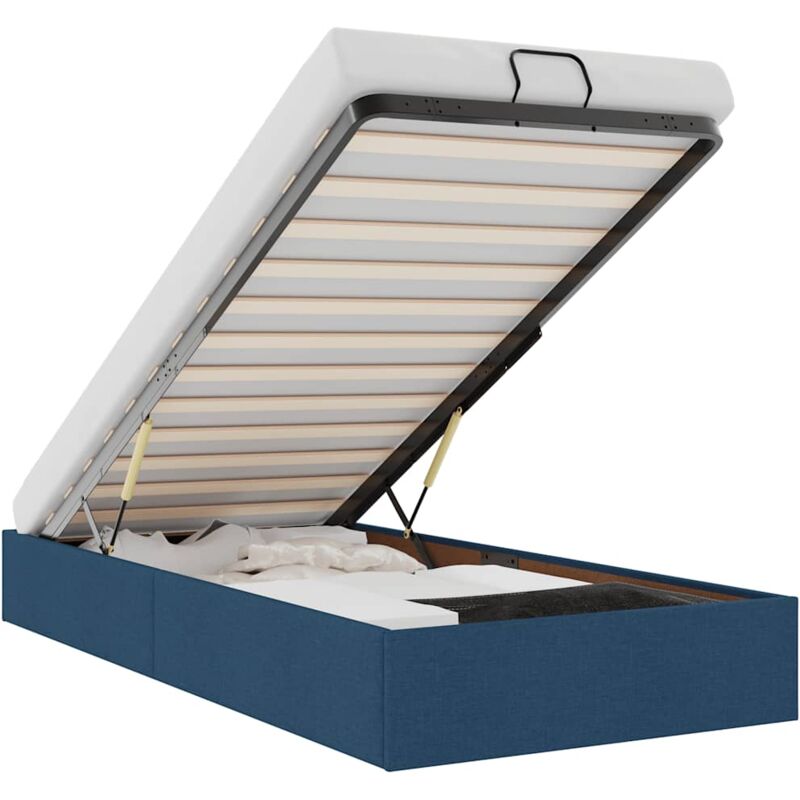 Vidaxl - Cadre de lit ottoman sans matelas bleu 90x190 cm tissu