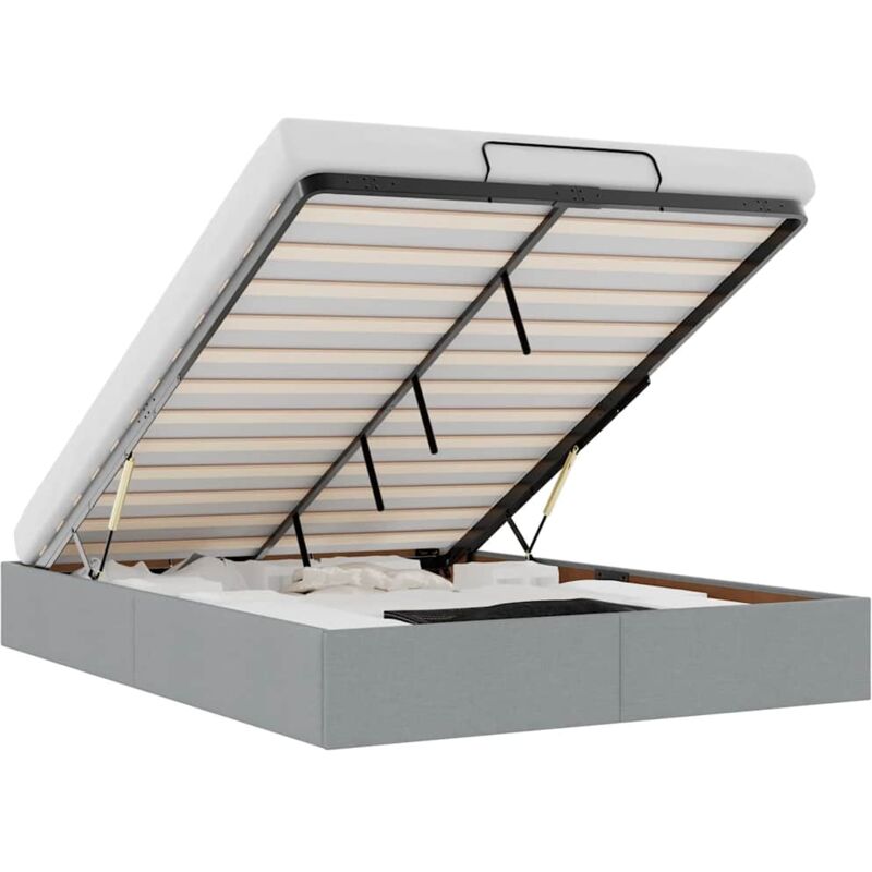 Vidaxl - Cadre de lit ottoman sans matelas gris clair 140x190 cm tissu
