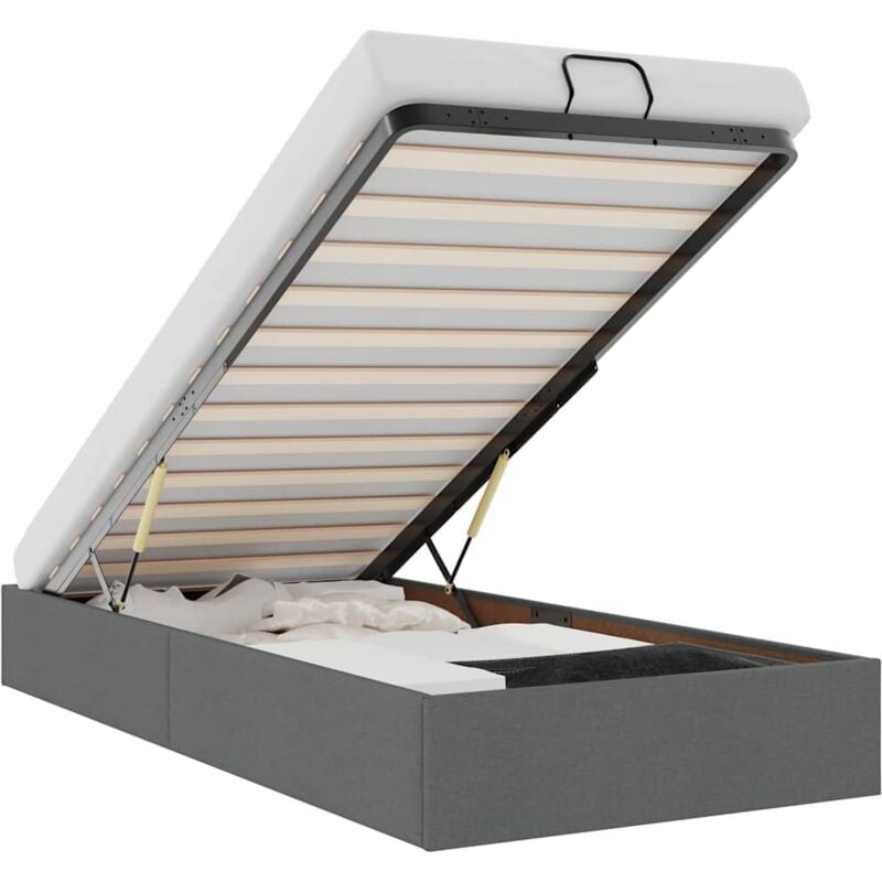Vidaxl - Cadre de lit ottoman sans matelas gris foncé 100x200 cm tissu