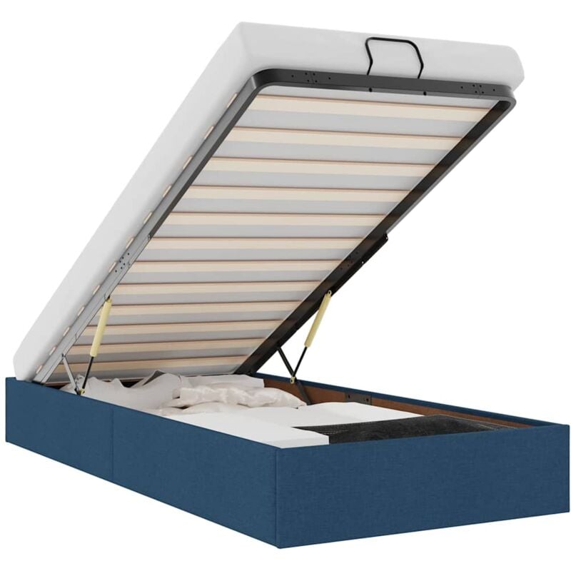 Cadre de lit ottoman sans matelas bleu 100x200 cm tissu vidaXL