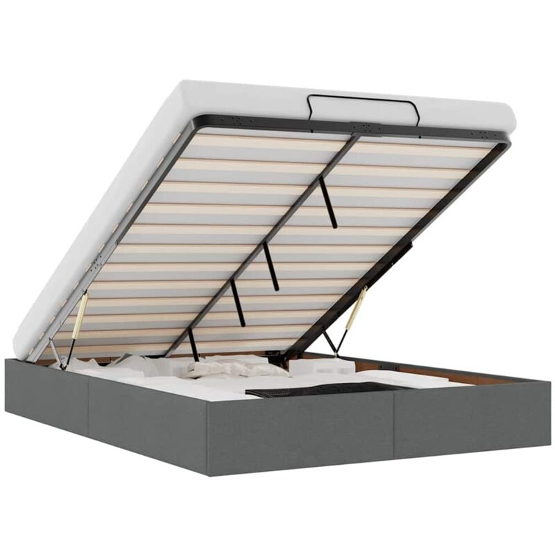 Vidaxl - Cadre de lit ottoman sans matelas gris foncé 140x190 cm tissu