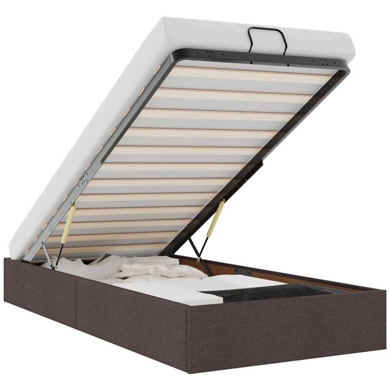 Vidaxl - Cadre de lit ottoman sans matelas marron foncé 90x190 cm tissu