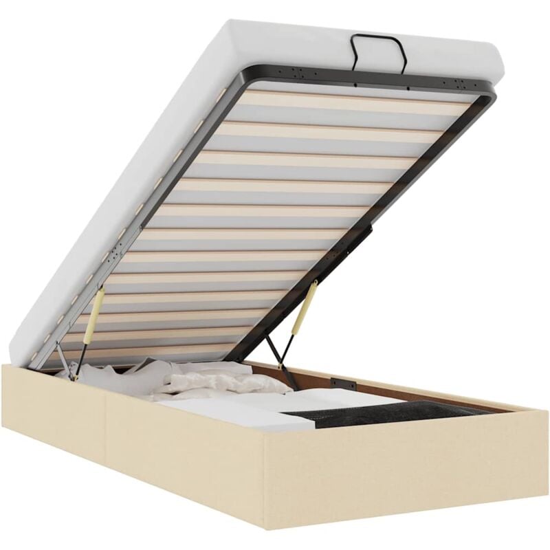 Vidaxl - Cadre de lit ottoman sans matelas crème 90x200 cm tissu