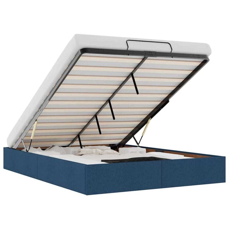 Vidaxl - Cadre de lit ottoman sans matelas bleu 140x190 cm tissu