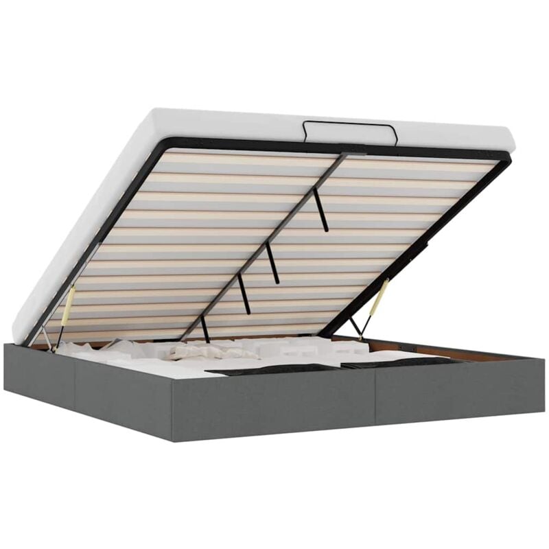 Vidaxl - Cadre de lit ottoman sans matelas gris foncé 180x200 cm tissu
