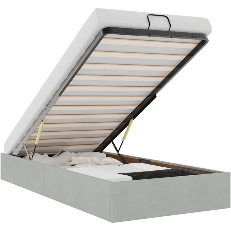 Cadre de lit ottoman sans matelas gris clair 100x200 cm velours Vidaxl