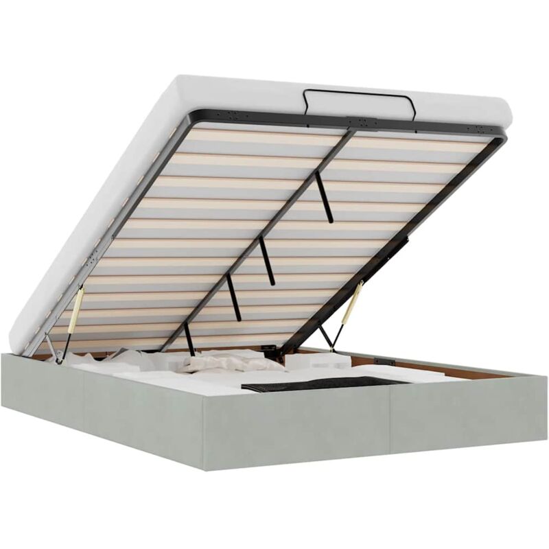Vidaxl - Cadre de lit ottoman sans matelas gris clair 140x190 cm velours