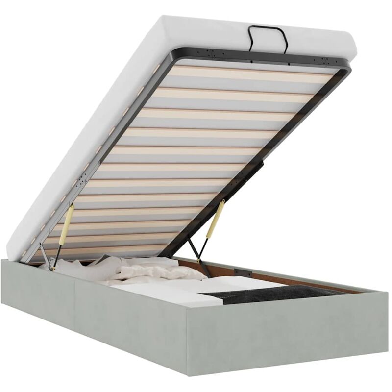 Cadre de lit ottoman sans matelas gris clair 90x190 cm velours Vidaxl