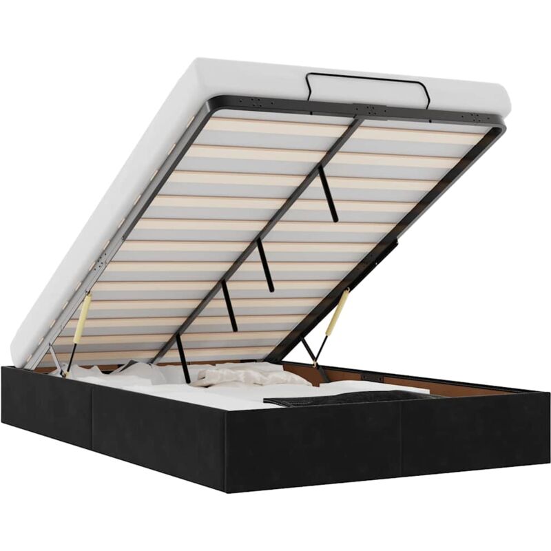 Cadre de lit ottoman sans matelas noir 120x200 cm velours vidaXL