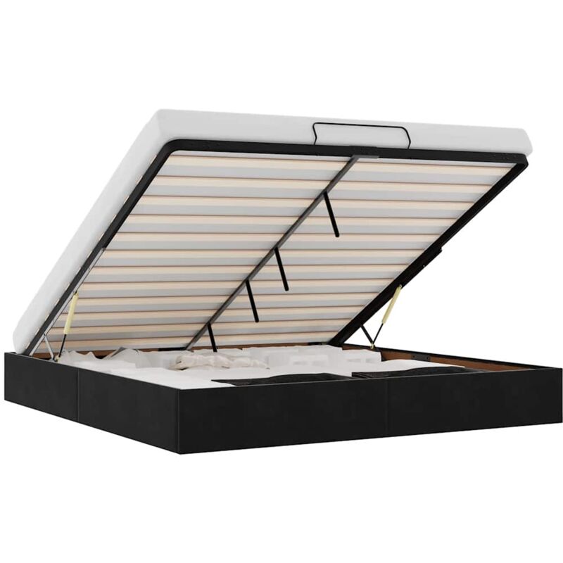 Cadre de lit ottoman sans matelas noir 200x200 cm velours vidaXL